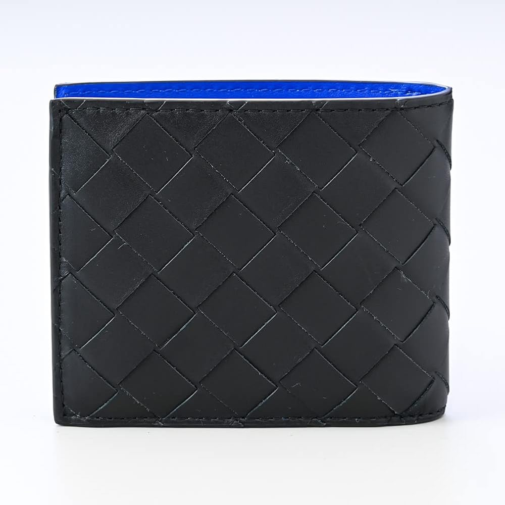 【美品】ボッテガヴェネタ 二つ折り財布 イントレチャート　ライトブルー BOTTEGA VENETA ボッテガヴェネタ イントレチャート 二つ折り